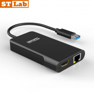 מיני תחנת עגינה בחיבור USB3.0 לחיבורים STLAB U-1030 | USB3.0HDMILAN