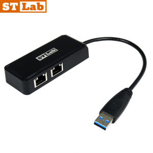 כרטיס רשת שתי כניסות LAN בחיבור STLAB U-990 | USB3.0