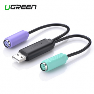 מתאם איכותי בחיבור USB לשני חיבורים PS2 למקלדת ועכבר